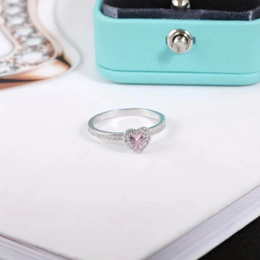 Dainty Pink Heart Ring in Sterling Silver Size 6! New 💖 - Picture 2 of 3